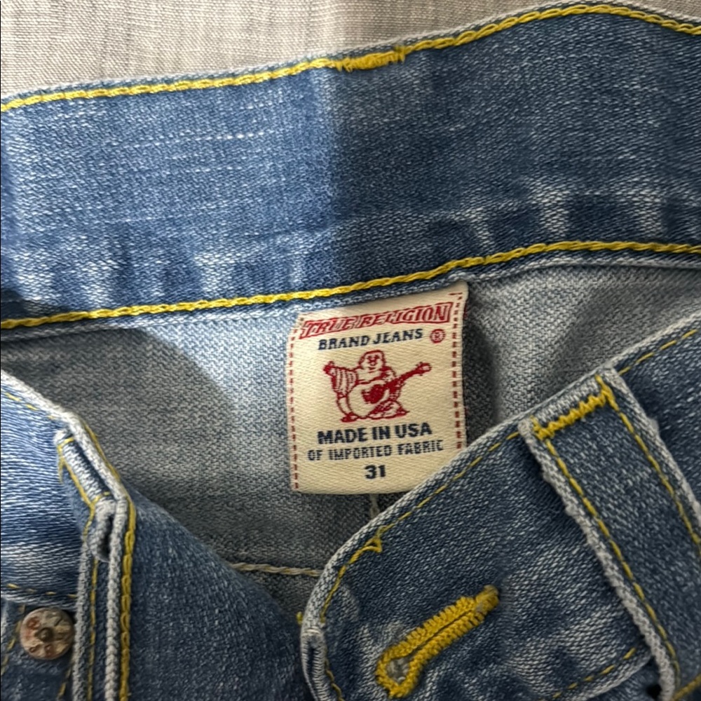 True Religion Blue Bootcut Jeans Distressed Vintage Style - Picture 4 of 4